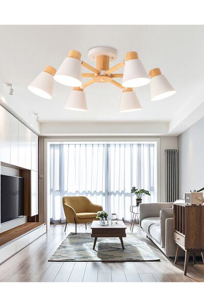 SimaAvize Pretty Ahşap Oynar Başlı Avize