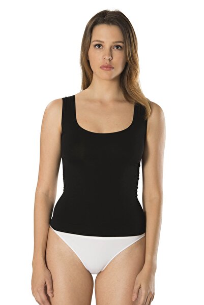 Formactive Чорна майка з круглим вирізом і бретелями, що облягає тіло, 2085