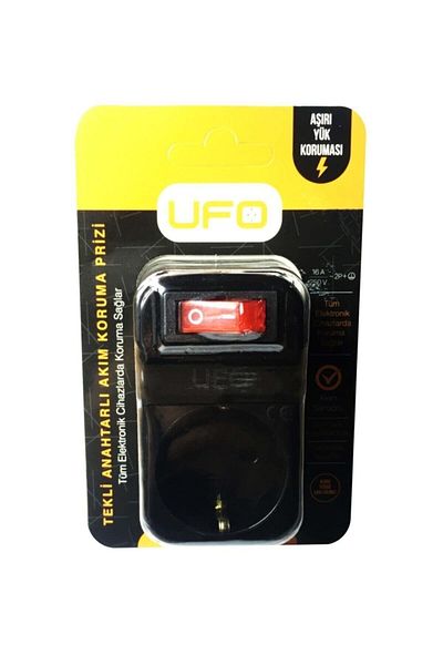 UFO ELECTRIC Surge Protected Socket Ufo Single Switch Black Color 16a 250v