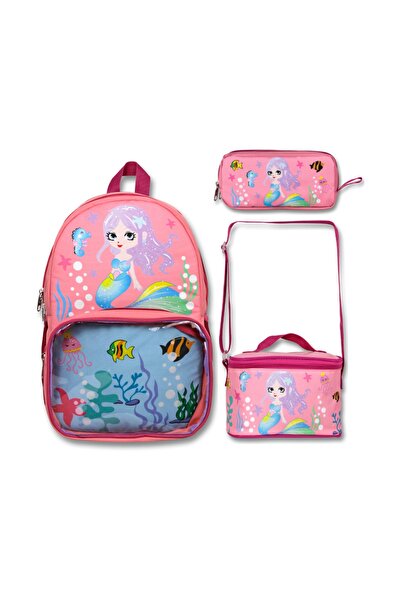 Famebag -Umit Bag Transparent Compartment Pink Mermaid School Bag Nutrition a...