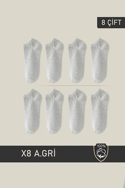 H&GHAMLEGİYİM Unisex Booties Socks 8 Pairs Gray (8 PAIRS)