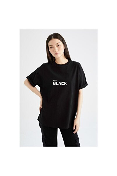 ZEMLİYA Μαύρο μπλουζάκι με στάμπα unisex