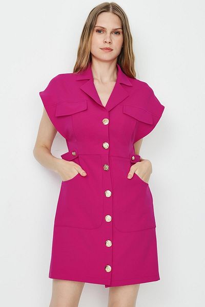 Select Moda Women's Woven Button Detailed Shirt Dress
