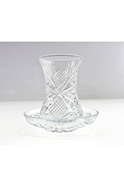 Paşabahçe Kesme Çay Seti Özel Yapım Çay Bardak ve Tabak Göz Dekor