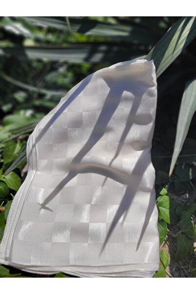 FRESCO SCARFS Women's Hijab Silky Cotton Jacquard Shiny Checkerboard Pattern Shawl*ecru