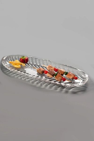 YzHome 2 Piece Glass Boat Plate Presentation Serving Plate 39cm