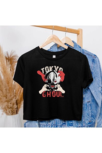 Touz Tokyo Ghoul Anime Printed Black Crop Top