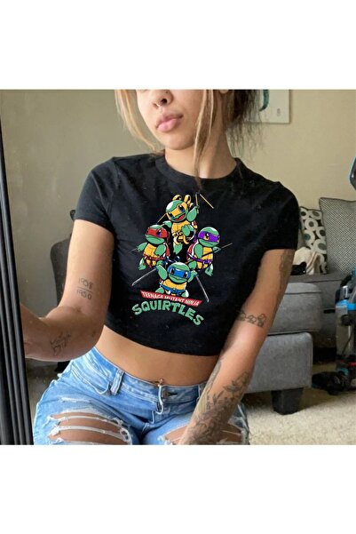 Touz Μαύρο Crop - Blunt Blunt Squirtles Printed