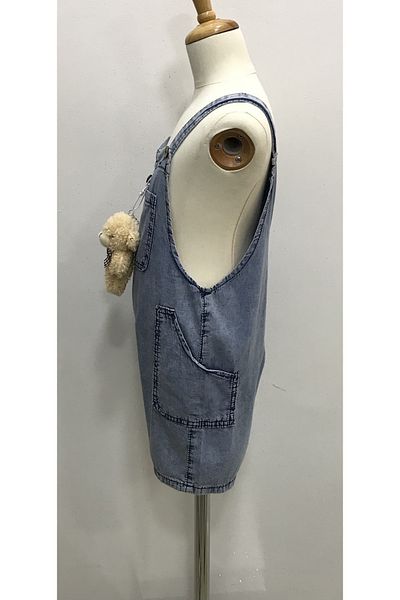 Çikoby Unisex Kids Bear Jeans Shorts Salopette