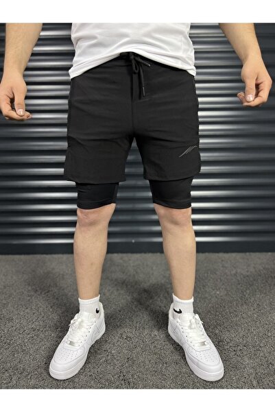 Denimpark Erkek Ikisi Bir Arada Taytlı Sporcu Şortu