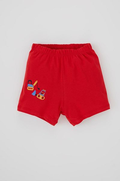 DeFacto Baby Boy Vehicle Printed Short Sleeve Combed Cotton Pajama Set