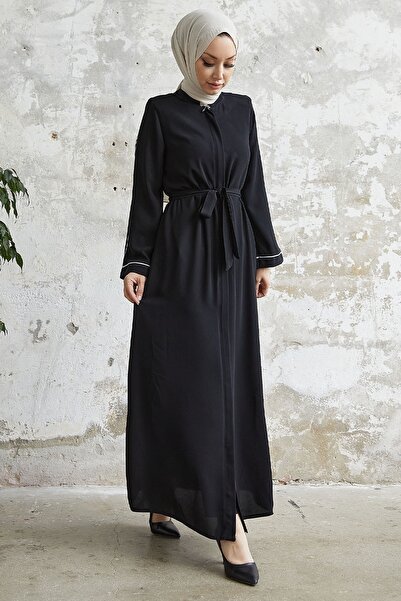 InStyle Abaya cu mâneci casual Salvia cu modele - negru