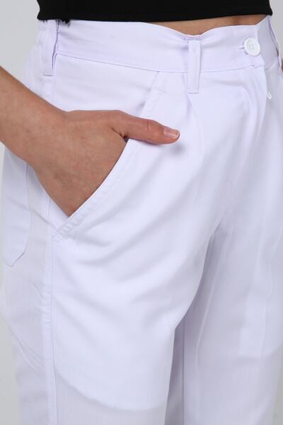 Uniprom Γυναίκα Γιατρός Νοσοκόμα Μαγειρική Υπηρεσία Αλπακά Υφασμάτινο Παντελόνι Λευκό