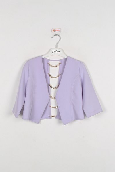incity Girl's Chain Detailed Lilac Jacket