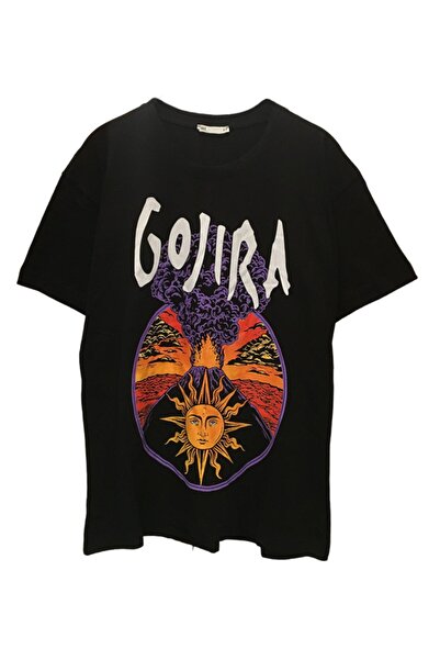 Olympus plus تي شيرت أسود مطبوع عليه موسيقى الروك جوجيرا للجنسين