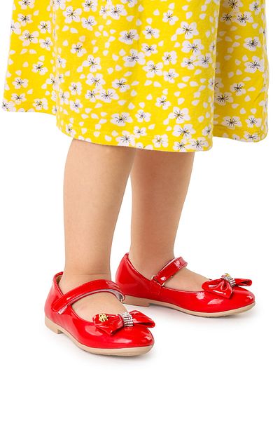 Almues Girl's Patent Leather Ballerinas - Velcro and Bow, Aegean 201 Model
