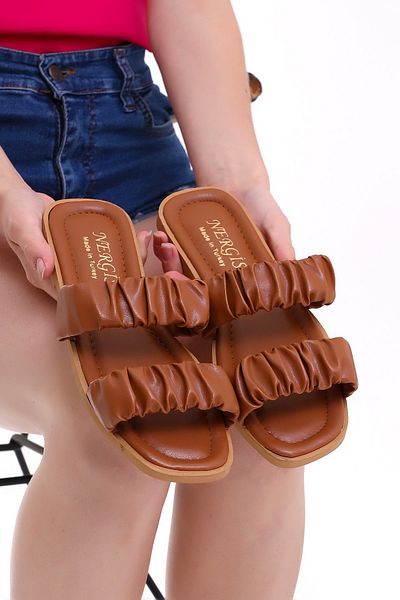Wordex NR 1220 Shirred Double Tape Casual Άνετες καθημερινές γυναικείες παντόφλες Παραθαλάσσιες παντόφλες