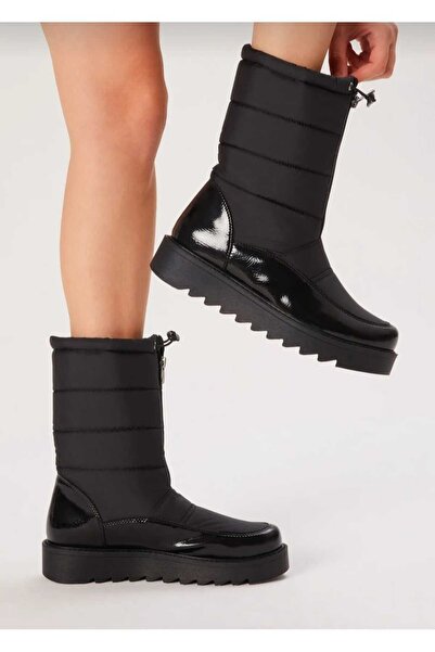 STOKS SHOES STORE Kadın Rahat Kalıp Önü Fermuarlı ve Lastikli İçi Kürklü Kar ...