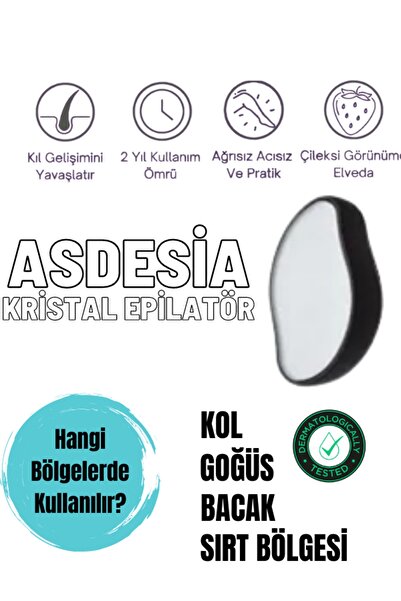 ASDESİA Crystal Eraser Epilasyon Aleti Tüy Silgisi Tüy Alıcı Fiziksel Kristal Epilatör Siyah