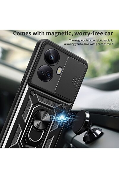 Fibaks Tecno Camon 19 Neo Case Camera Protected with Sliding Ring Armor Military Tank Protective Cover