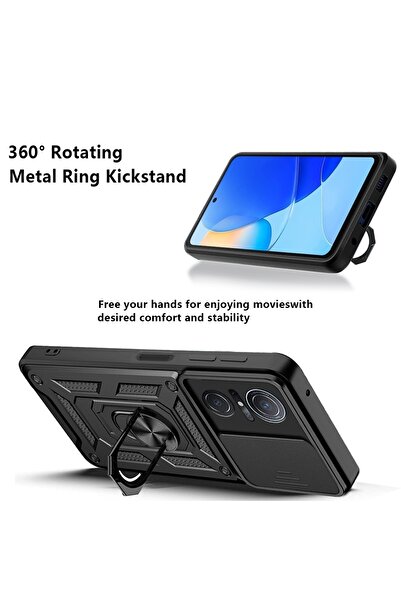 Fibaks Huawei Nova 9 SE Kılıf Kamera Korumalı Sürgülü Yüzüklü Armor Military Tank Koruyucu Kapak