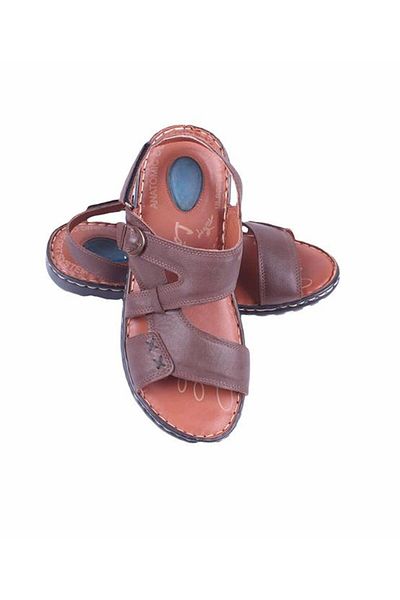 Starbattal Ανδρικά σανδάλια Comfort Diagonal από γνήσιο δέρμα 15121 ΚΑΦΕ