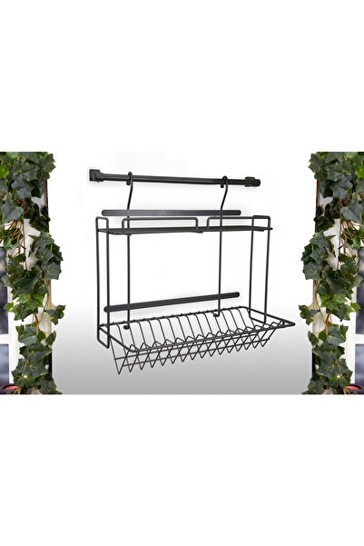 STARAX Siyah Askılı Tabaklık Bardaklık S-4018-a