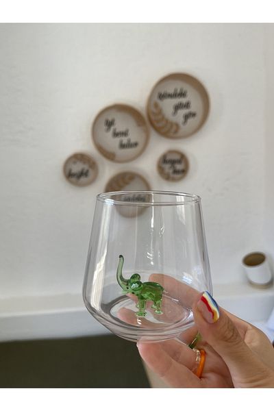 Minizooistanbul Green Elephant Water Glass