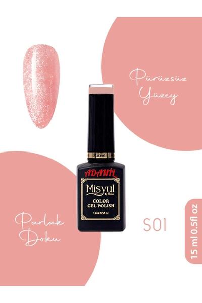 adanil Misyul Simli Açık Pembe Kalıcı Oje S01