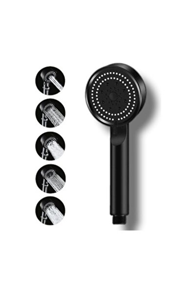 Genel Markalar Turbo Fan 5 Fonksiyonlu Su Tasarruflu Duş Başlığı Turbo El Duşu Siyah