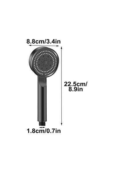 Genel Markalar Turbo Fan 5 Fonksiyonlu Su Tasarruflu Duş Başlığı Turbo El Duşu Siyah