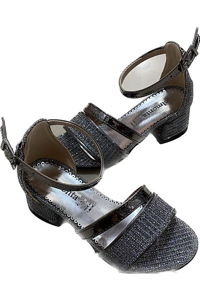 Serra Girl's Silvery Heeled Evening Dress Ankle Strap Sandals