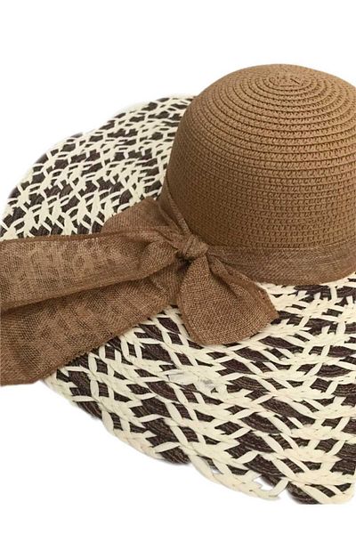 BTL STORE 2 COLORED ORGANIC WIDE STRAY RIBBON - BEACH HAT WOMEN