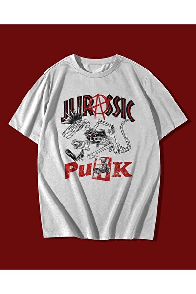 rebelberi Jurassic Punk Jurassic Park Stil Grunge Sarcastic Tricou Alb