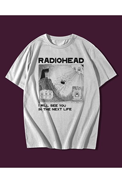 rebelberi Tricou alb în stil grunge Y2K Tricou Radiohead