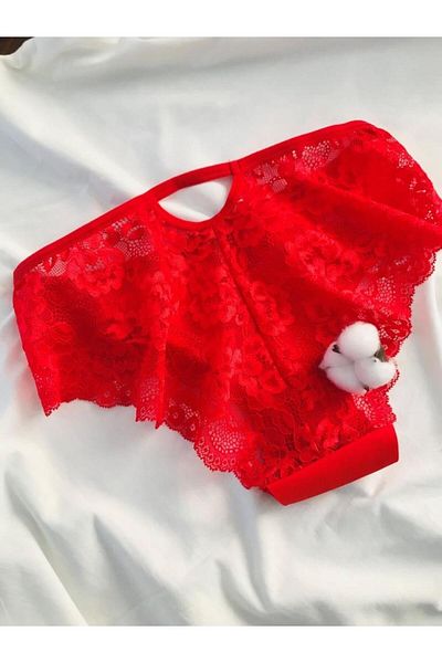 to COSMOS Red Laser Cut Lace Women's Panties