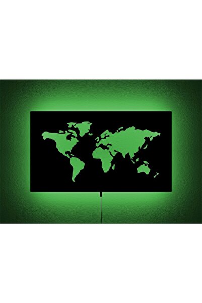 Lucarte DÜNYA HARİTASI LED IŞIKLI TABLO AHŞAP DUVAR DEKORU