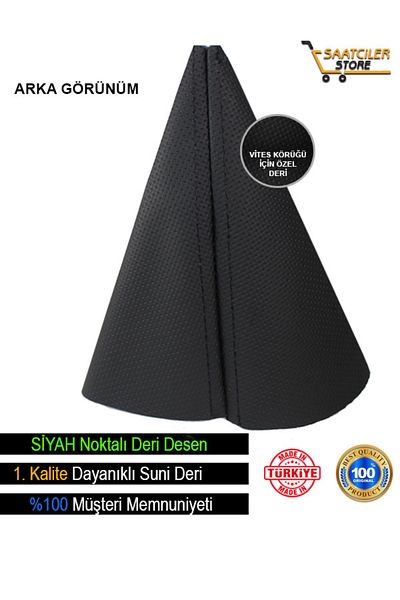 NURYAK Mercedes W124 Case E200 Compatible Black Dot Patterned Leather Sports Stitching Gear Shift Gaiter