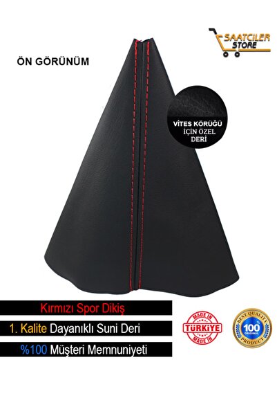 NURYAK Nissan X-Trail (2001-2007) Compatible Black Leather Special Design Red Sports Stitching Gear Shift Gaiter