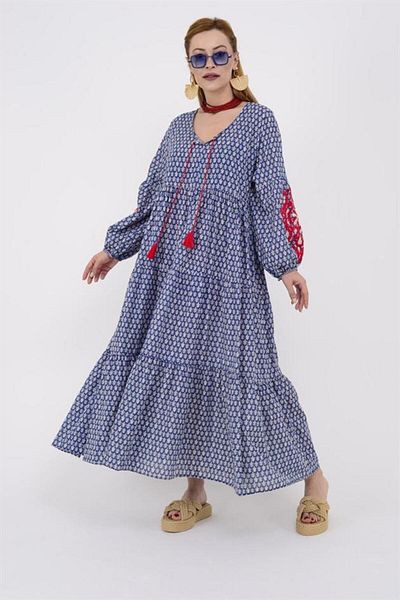 ZTO WOMEN'S EMBROIDERY DETAIL LONG DRESS