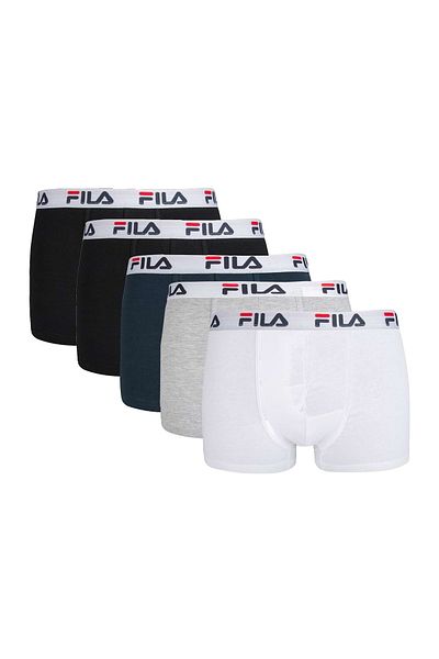 FILA Herren Boxershorts, 5er Pack - Logobund, Urban, Cotton Stretch, einfarbig