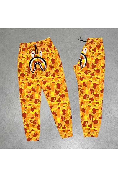 Mhm بنطال رياضي ZenWave ZenWave للرجال مطبوع رقميًا من Bape Shark - أصفر