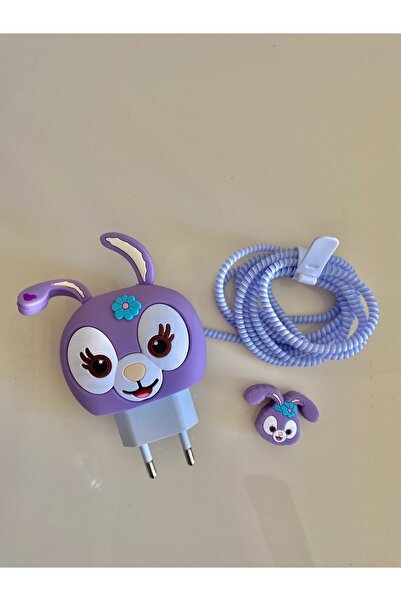 Gritty Figürlü Şarj Başlığı Ve Şarj Kablo Koruyucu Set Iphone 18w-20w Şarj Ad...