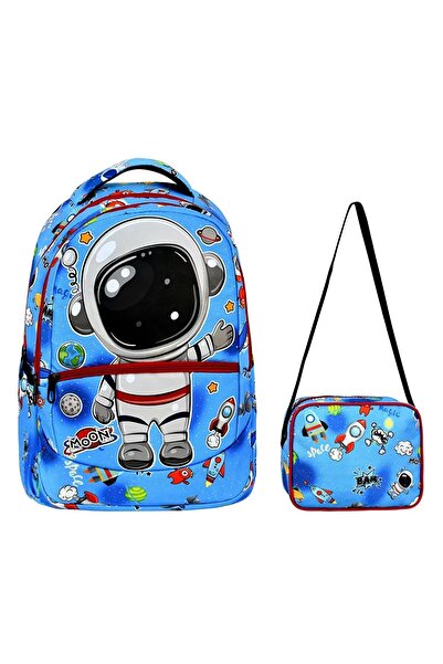 shopshop Rucsac pentru școala primară cu model astronaut pentru băieți, cutie...