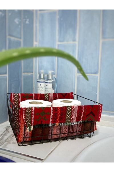 Home Art Nova Ethnic Carpet Basket Patterned Wicker Wire Basket Decorative Bathroom Organizer Bohemian