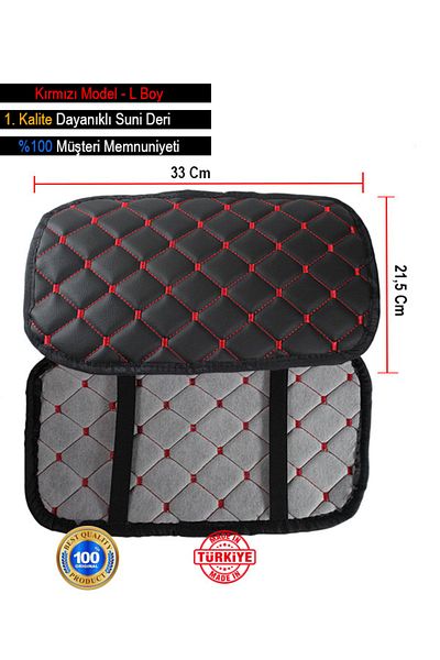 NURYAK Fort Mondeo 1 - 1996-2000 Red Embroidered Capitone Sponge Leather Auto Armrest Case