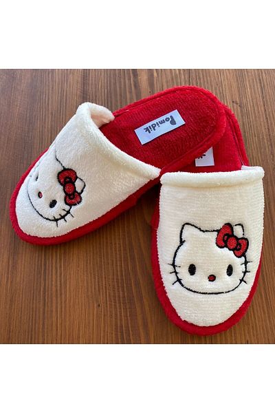 Pomidik Women's Closed Front Cat Slippers Red
