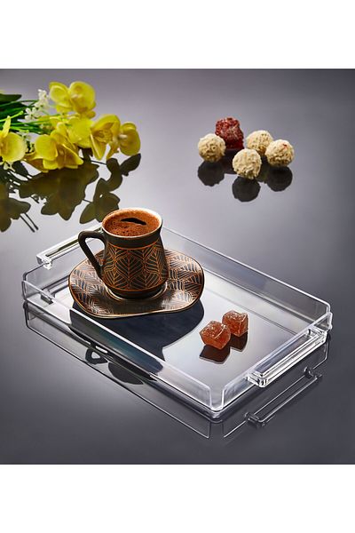 ASlife Home Acrylic Presentation Tray with Handle Decorative Tray