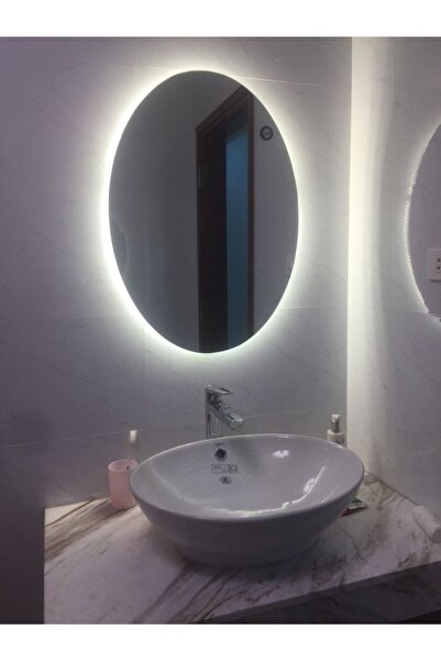 Narkissos Dizayn 80 X 60 Cm Beyaz Ledli Elips Banyo Aynası/ Makyaj Aynası/ Pr...