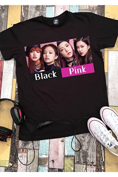 RYO FASHİON BLACK PINK GROUP Παιδικό μπλουζάκι με στάμπα, unisex, μαύρο, κοντ...